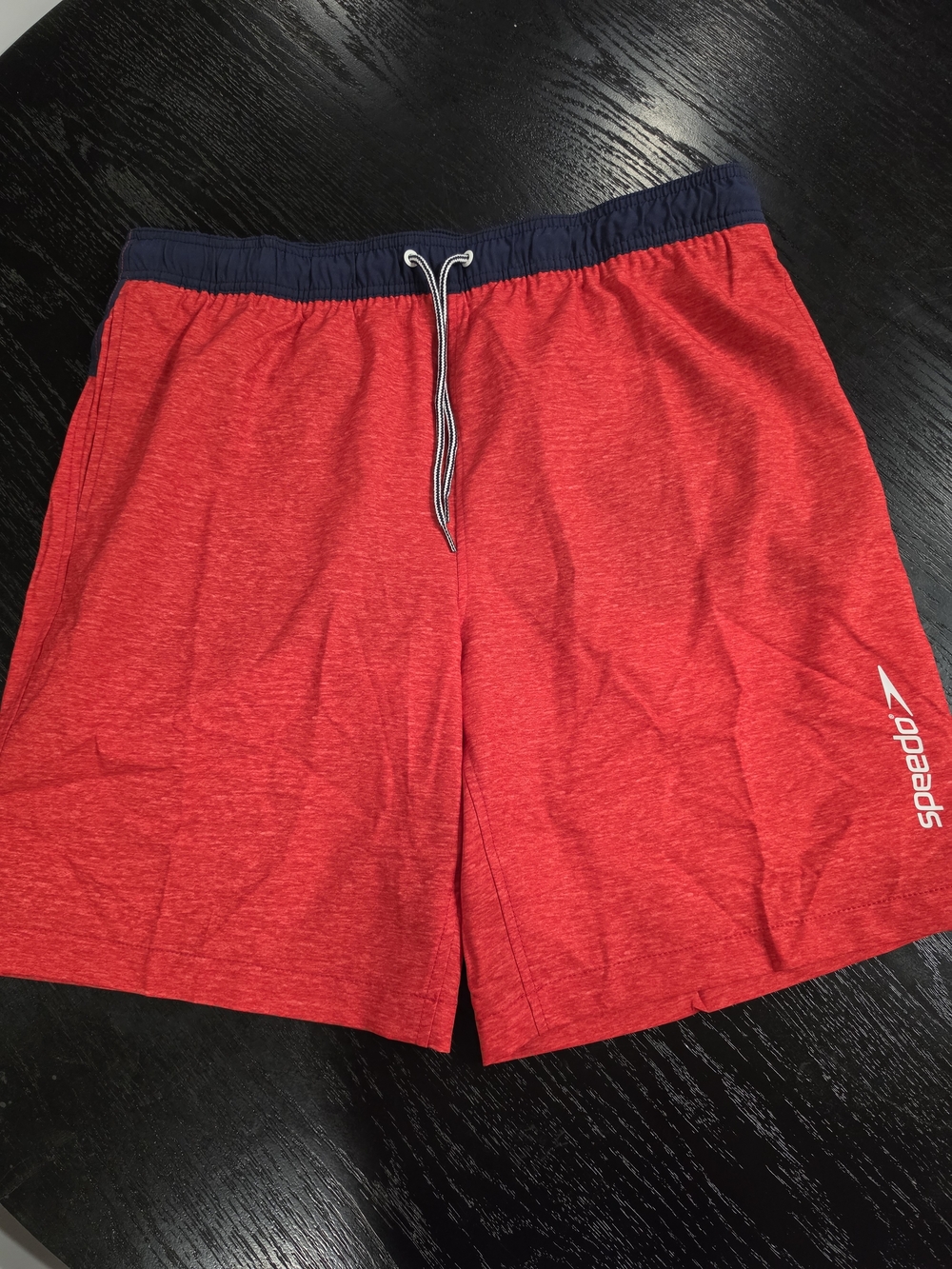 Speedo Red Swim Trunks with Navy Waistband and Drawstring
